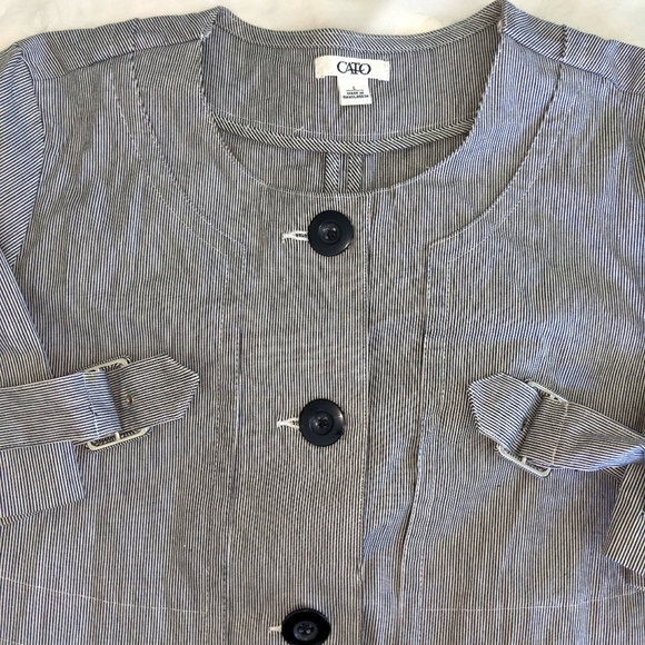 Cato Women's Three Button Striped Accent Jacket - Picture 2 of 11